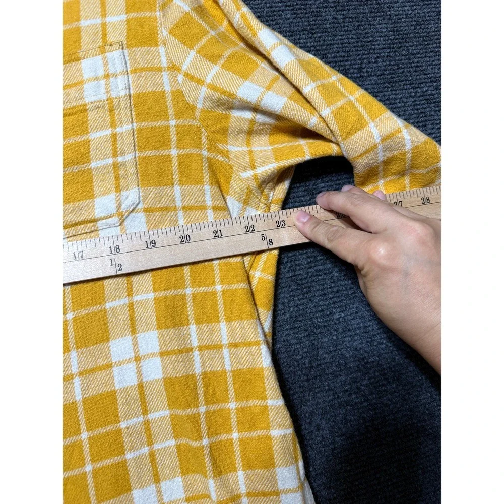True Religion Flannel Button Down Mens XL Yellow Excellent Plaid Long Sleeve